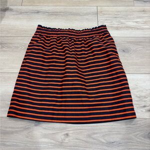 J Crew linen blend pull on skirt in orange and navy